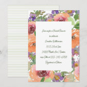 Invitation Orange violet Fête des mariées à main fleurie pein (Devant / Derrière)