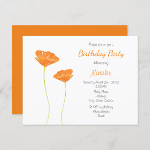 Invitation Orange Watercolor California Poppies