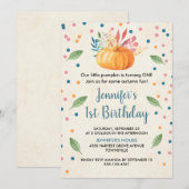 Invitation Orange Watercolor Citrouille Anniversaire (Devant / Derrière)