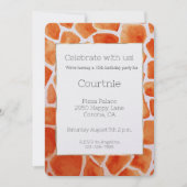 Invitation Orange Watercolor Giraffe Imprimer Anniversaire (Devant)