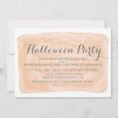 Invitation Orange Watercolor Spider Web Halloween Party (Devant)