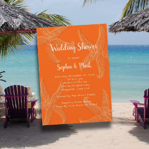 Invitation Orange Wedding shower Sea Stars