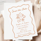 Invitation orange Whimsical Doodle Mariage tendance