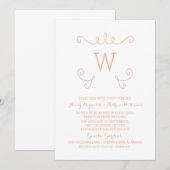 Invitation Orange Whimsical Flourish Monogramme Mariage Invit (Devant / Derrière)