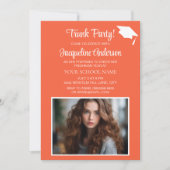 Invitation Orange White Graduation Cap Trunk Party Photo (Devant)