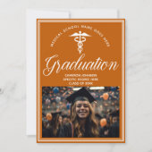 Invitation Orange White Médicale School Photo Party (Devant)