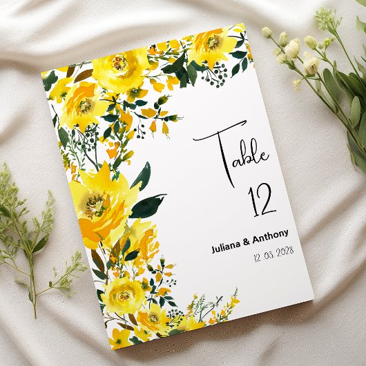 Invitation Orange yellow summer botanic floral Table Numbers