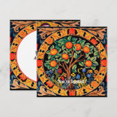 INVITATION ORANGER À FEUILLES VERTES, FLEURS (Devant / Derrière)