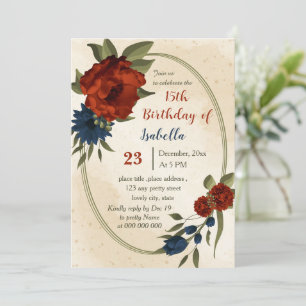 Invitation oranger brûlé fleurs de la marine anniversaire bot