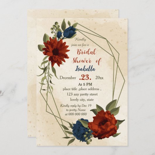 Invitation oranger brûlé fleurs de marine botanique douche de (Devant / Derrière)