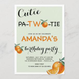 Invitation Oranges 2e anniversaire cutie pata-deux cravates