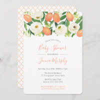 Oranges Baby shower Quatrefoil Marocain Blanc