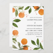 Invitation Oranges blanches sur mesure Oranges vertes Mariage (Devant / Derrière)