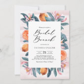 Invitation Oranges botaniques et fleurs roses Brunch nuptial (Devant)
