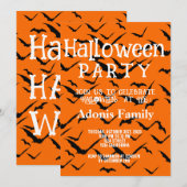 Invitation Oranges Chauve-Souris Noires pour Fête Moderne de (Devant / Derrière)