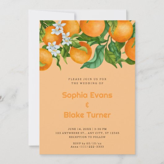 Invitation Oranges d'agrumes tropicales Mariage d'oranges bot (Devant)