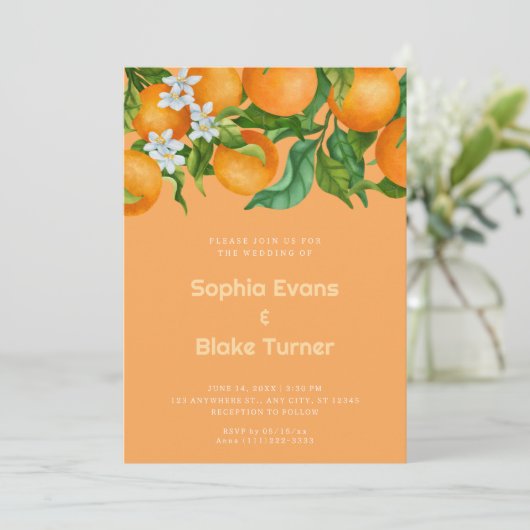 Invitation Oranges d'agrumes tropicales Mariage d'oranges bot (Debout devant)