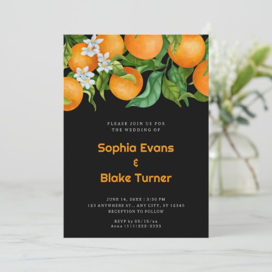 Invitation Oranges d'agrumes tropicales Mariage d'oranges bot (Debout devant)
