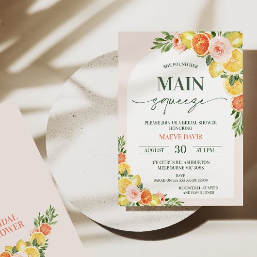Invitation Oranges de citrons modernes Fête des mariées princ