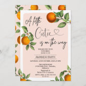 Invitation Oranges de clémentine rose Petit Baby shower de Cu (Devant / Derrière)