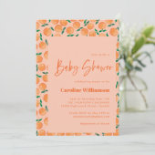 Invitation Oranges d'été Fruit Aquarelle Baby shower mou (Debout devant)