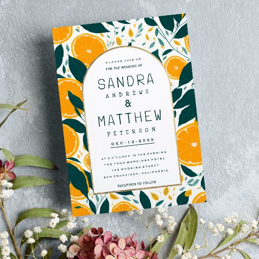 Invitation Oranges d'été Mariage du feuillage botanique des f