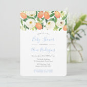 Invitation Oranges d'hiver Bleu Bleu Blanc Baby shower garçon (Debout devant)