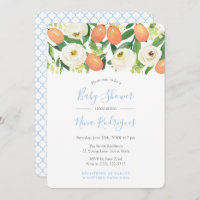 Oranges d'hiver Bleu Bleu Blanc Baby shower garçon