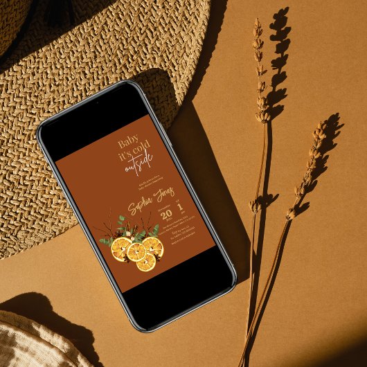 Invitation Oranges d'hiver tranches de baby shower séché invi