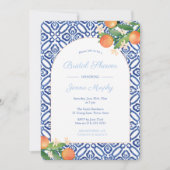 Invitation Oranges en forme d'arc Carreaux bleus Wedding show (Devant)