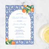 Invitation Oranges en forme d'arc Carreaux bleus Wedding show