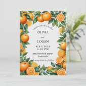 Invitation Oranges Et Feuille, Mariage Orange Vibrant (Debout devant)