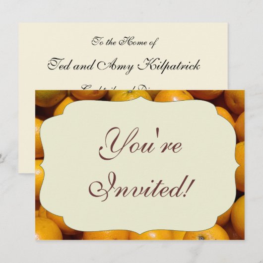 Invitation Oranges fruits Floride marché orange (Devant / Derrière)