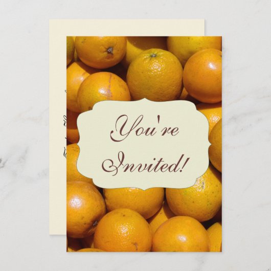 Invitation Oranges fruits Floride marché orange (Devant / Derrière)