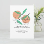 Invitation Oranges Mariage vert Citrus dessiné à la main (Debout devant)