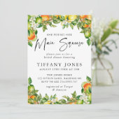 Invitation Oranges modernes Citrus Fête des mariées (Debout devant)