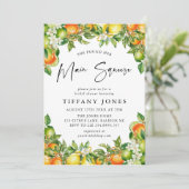 Invitation Oranges modernes Citrus Fête des mariées (Debout devant)