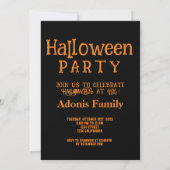 Invitation Oranges Noirs Fête Moderne de Halloween Joyeuse (Dos)