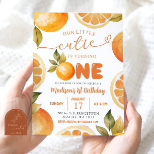 Invitation Oranges Notre petite chérie a un an Anniversaire