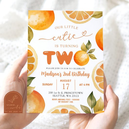 Invitation Oranges Notre Petite Cutie Tourne Deux Anniversair