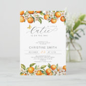 Invitation Oranges Petite Cutie Est Sur Le Chemin Baby shower (Debout devant)