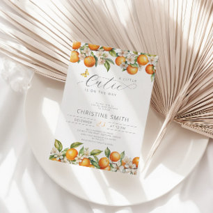 Invitation Oranges Petite Cutie Est Sur Le Chemin Baby shower
