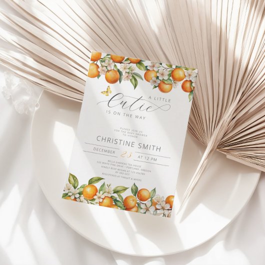 Invitation Oranges Petite Cutie Est Sur Le Chemin Baby shower
