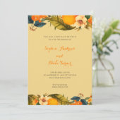 Invitation Oranges tropicales et fleurs Mariage jaune (Debout devant)