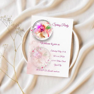 Invitation orbe de verre fleuri