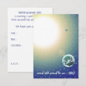 Invitation Orbite d'anniversaire autour du soleil (Devant / Derrière)