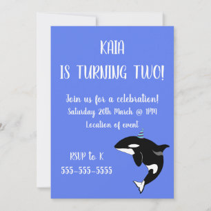 Invitation Orca Killer Whale Anniversaire