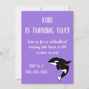 Invitation Orca Killer Whale Anniversaire