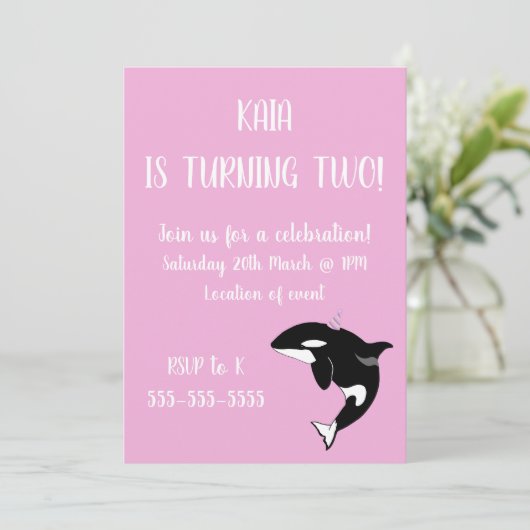 Invitation Orca Killer Whale Anniversaire (Debout devant)