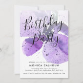 Invitation Orchestre d'aquarelle violet fête d'anniversaire (Devant)